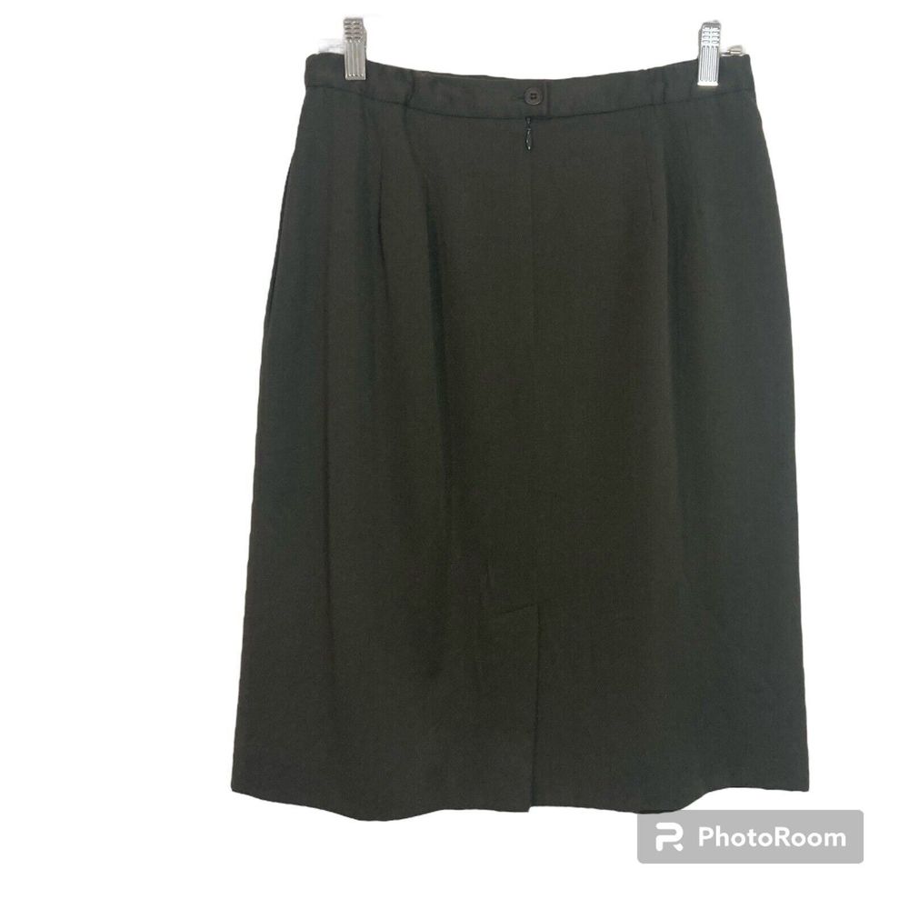 Lands End Sz 12 Pencil Skirt 100% Wool Back Slit Side Pockets Sage Green USA - Picture 2 of 11